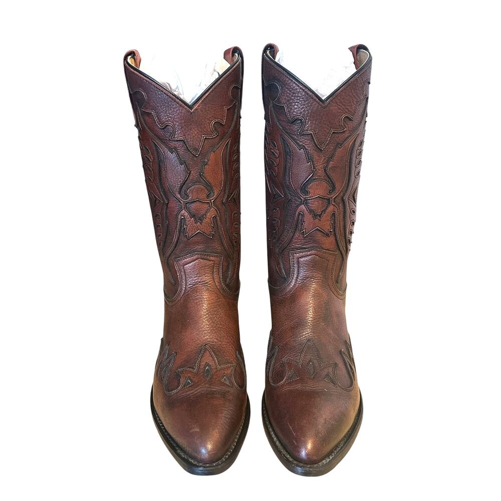 Frye Vintage Billy Firebird Brown Leather Cowgirl Boots Size 10